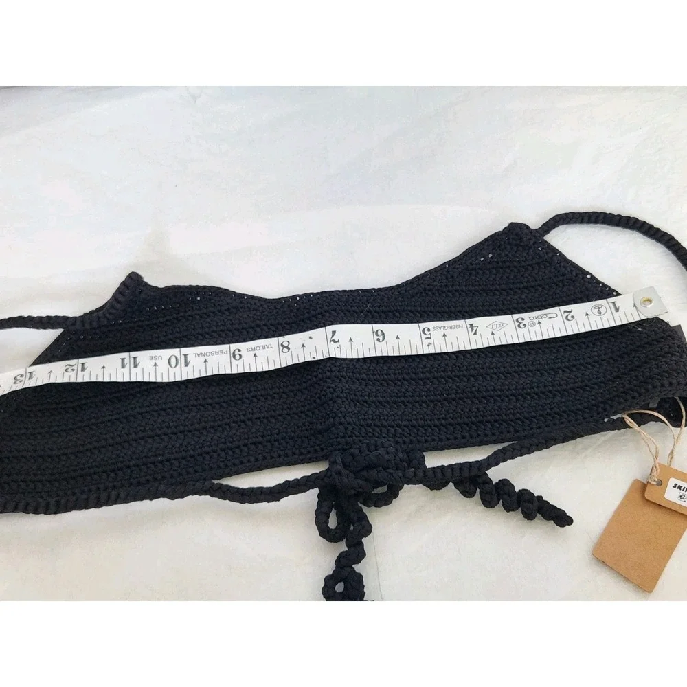 New SKIMS Crochet Scoop Bikini Top Swim Black Onyx Medium M BT-SCP-2808 NWT Suit